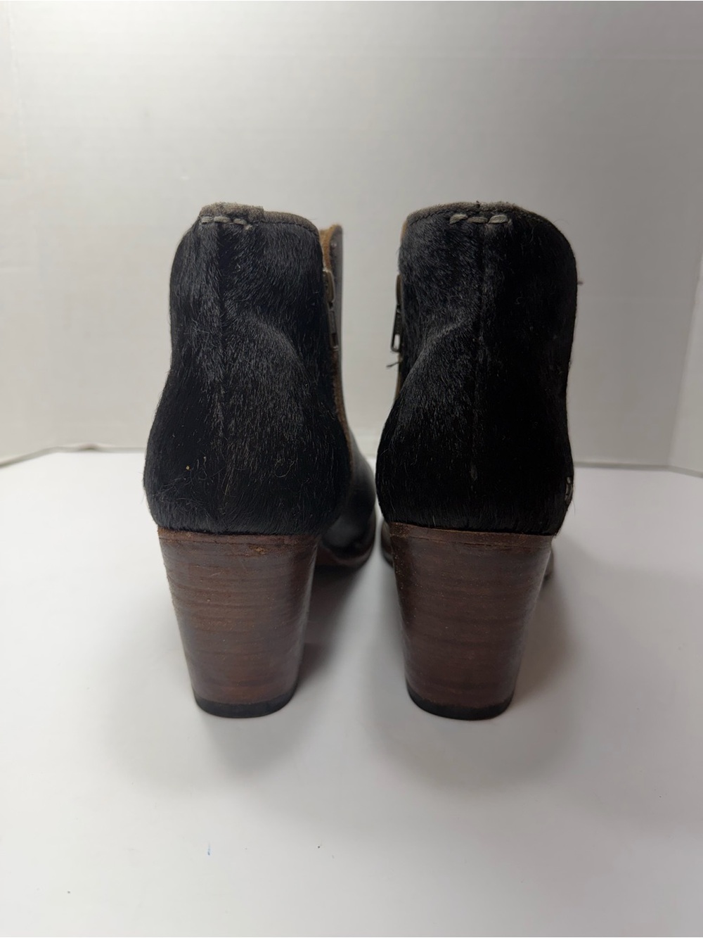 BED|STU Women's Dark Brown Leather Ankle Booties with Side Zip size 9 real fur - Picture 4 of 8